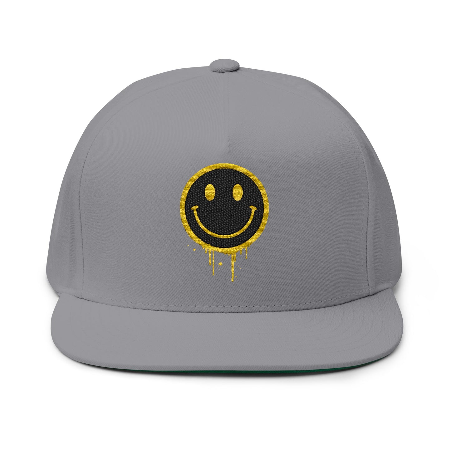 NEVERMIND Graffiti Smiley Face Flat Bill Cap, Trendy Embroidered Hat for Casual Outfits, Gift for Him/Her, Summer Style, Streetwear Cap