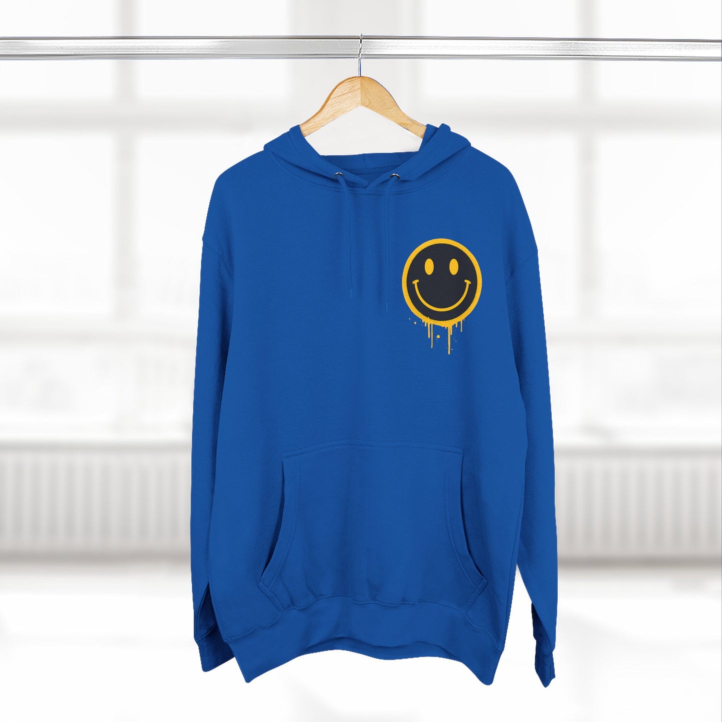Smiley Face Three-Panel Fleece Hoodie, Comfortable Sweatshirt for Casual Wear, Gift for Friends, Happy Vibes, Art-Inspired Fashion, [...]