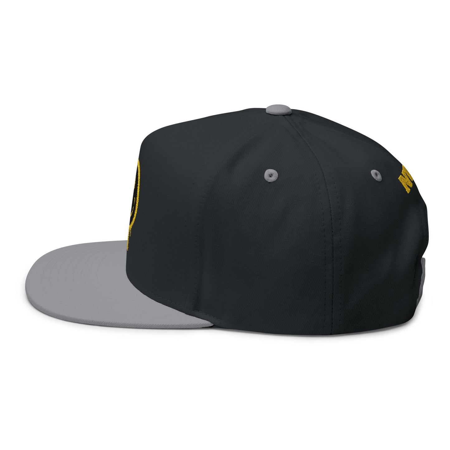NEVERMIND Graffiti Smiley Face Flat Bill Cap, Trendy Embroidered Hat for Casual Outfits, Gift for Him/Her, Summer Style, Streetwear Cap
