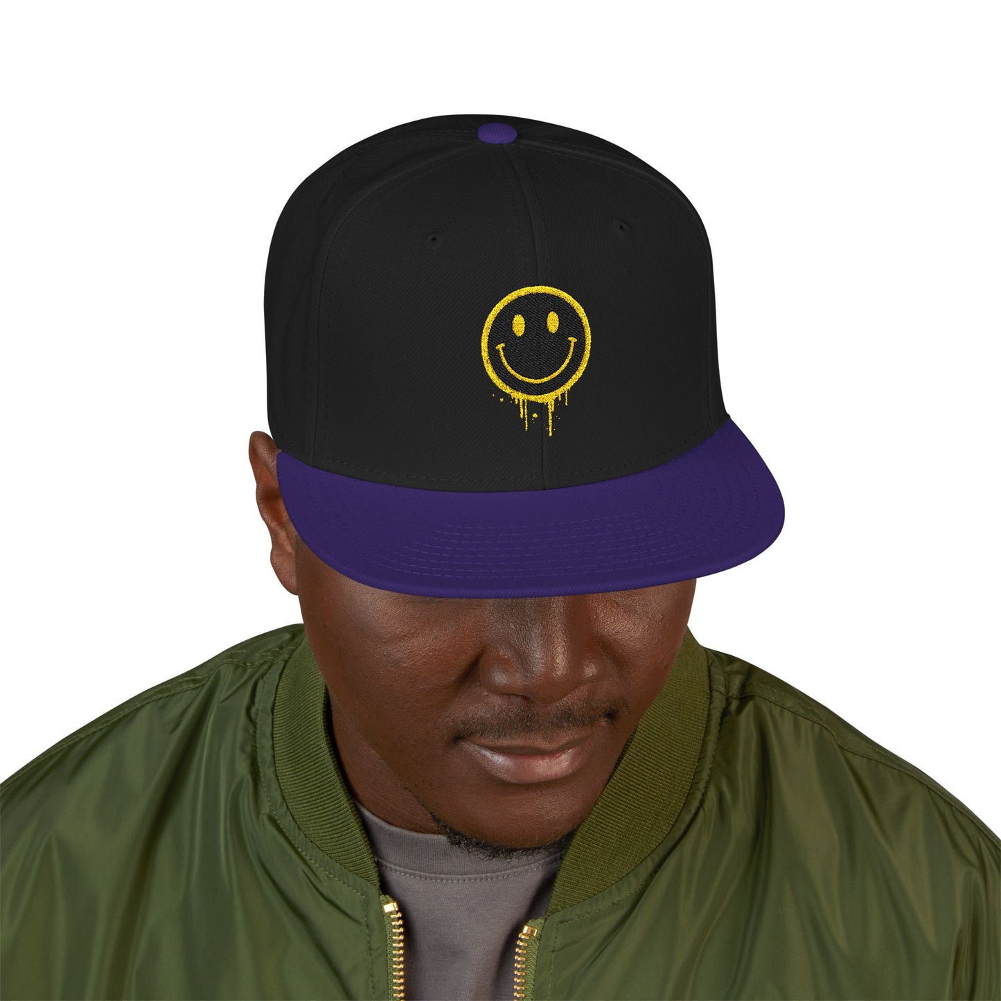 NEVERMIND Graffiti Smiley Face Embroidered Snapback Cap, Trendy Hat for Summer, Streetwear Accessory, Gift for Teenagers, Casual Outfit