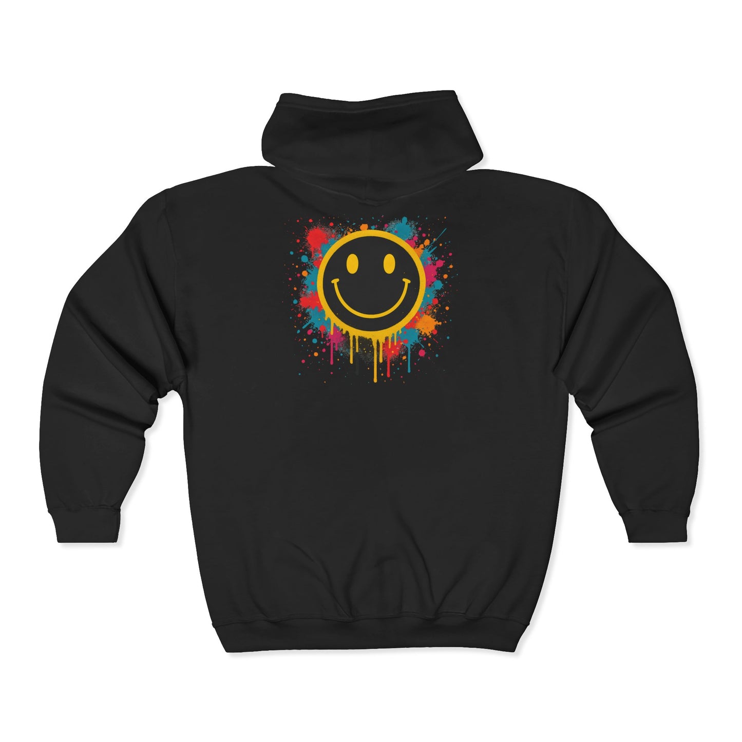 NEVERMIND Graffiti Smiley Face Zip Hoodie | Unisex Casual Wear, Perfect for Gifting, Fall Fashion, Streetwear, Cozy Layering