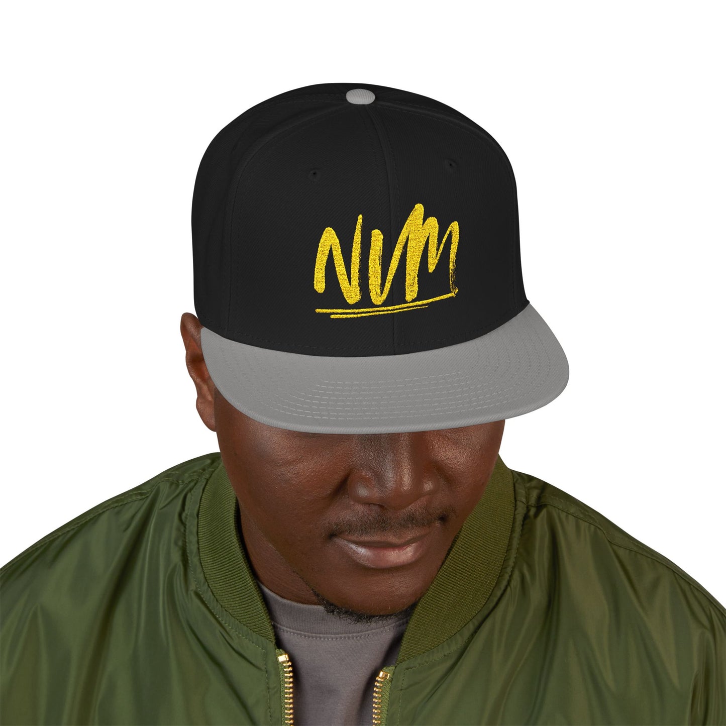 NEVERMIND ( NVM SWOOSH ) Embroidered Snapback Cap, Trendy Hat for Summer, Streetwear Accessory, Gift for Teenagers, Casual Outfit