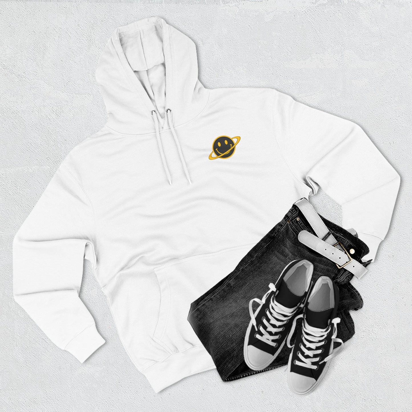 NEVERMIND PLANET Smiley Face Three-Panel Fleece Hoodie, Comfortable Sweatshirt for Casual Wear, Gift for Friends, Happy Vibes, Art-Inspired Fashion, [...]