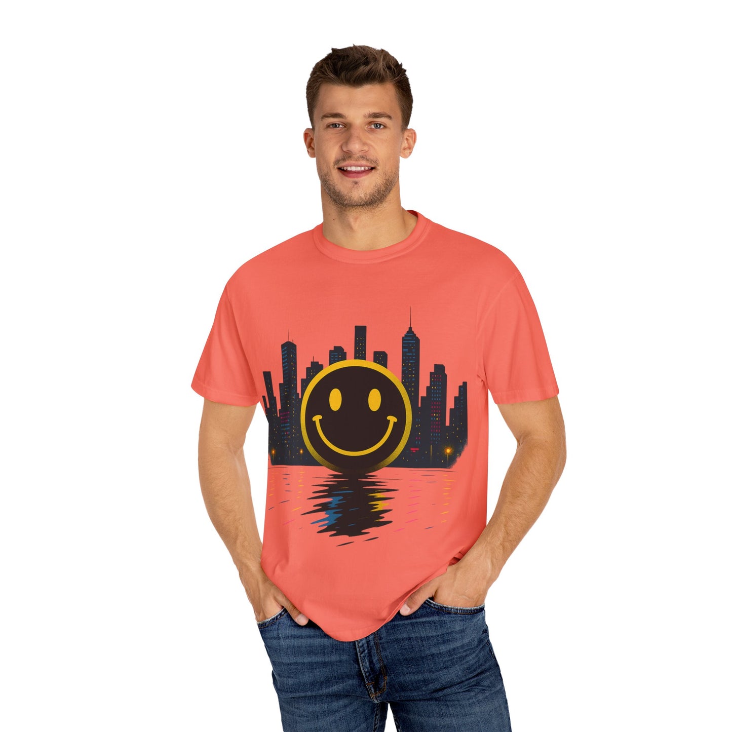 NEVERMIND SMILEY SCAPE i Smiley Face Unisex Garment-Dyed T-shirt