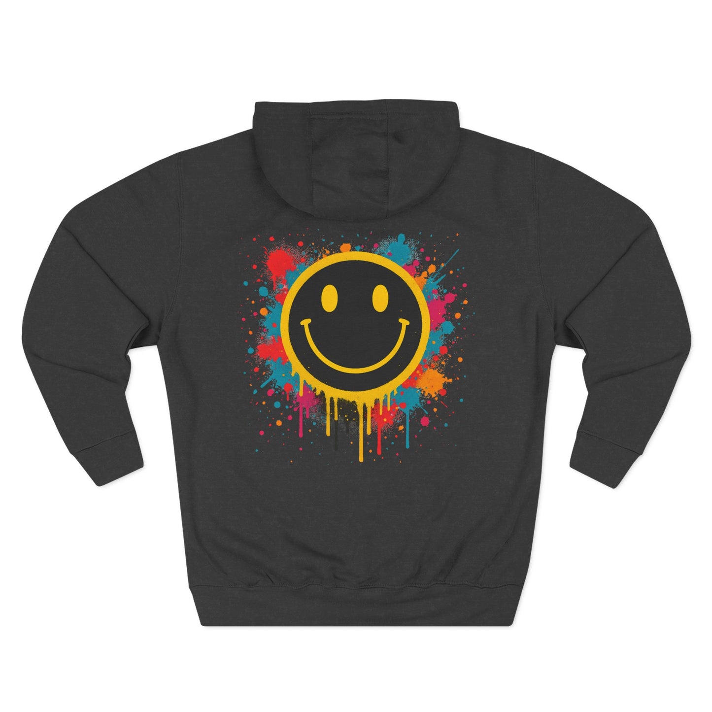 Smiley Face Three-Panel Fleece Hoodie, Comfortable Sweatshirt for Casual Wear, Gift for Friends, Happy Vibes, Art-Inspired Fashion, [...]
