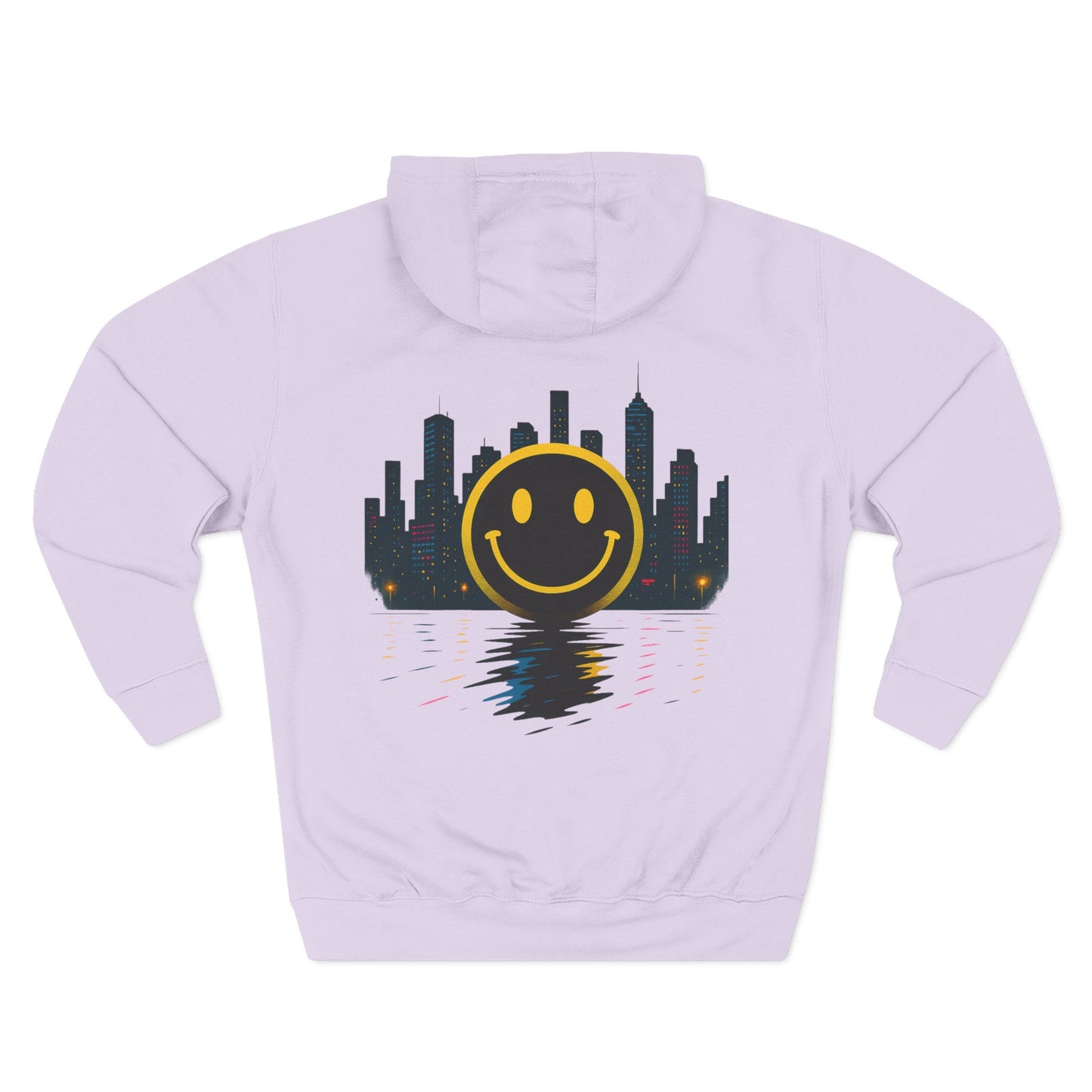 NEVERMIND CITY SMILEY SCAPE Smiley Face Three-Panel Fleece Hoodie, Comfortable Sweatshirt for Casual Wear, Gift for Friends, Happy Vibes, Art-Inspired Fashion, [...]