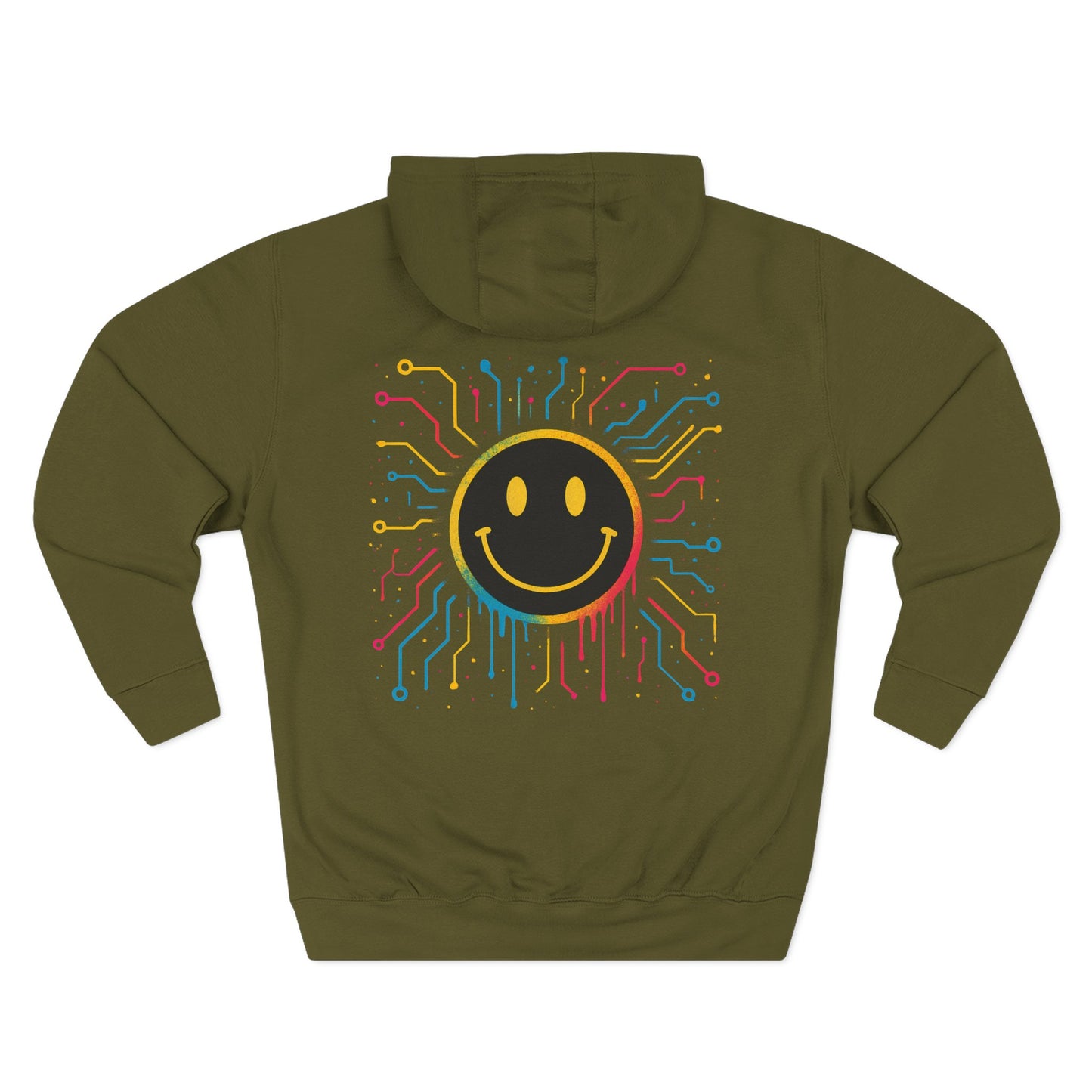 NEVERMIND GRID Smiley Face Three-Panel Fleece Hoodie, Comfortable Sweatshirt for Casual Wear, Gift for Friends, Happy Vibes, Art-Inspired Fashion, [...]