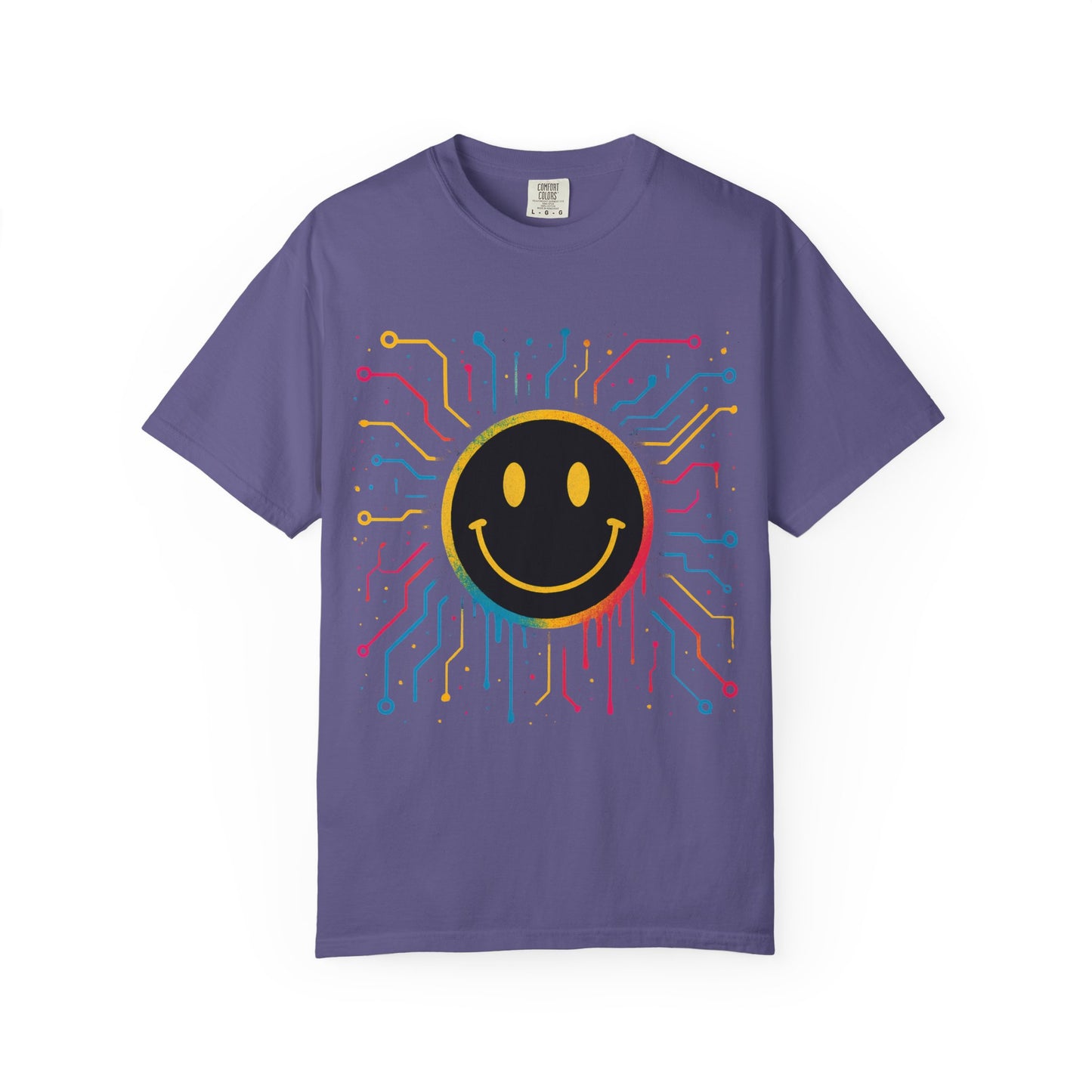 NEVERMIND GRID Smiley Face Unisex Garment-Dyed T-shirt