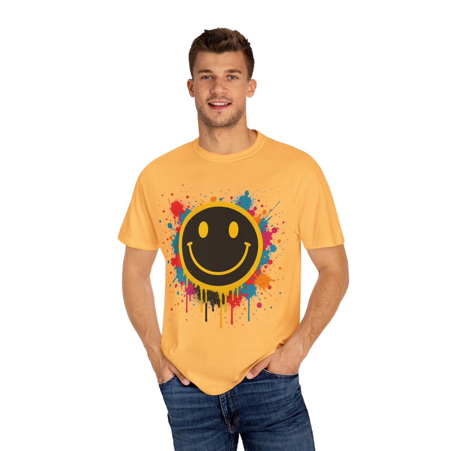 NEVERMIND Graffiti Smiley Face Unisex Garment-Dyed T-shirt