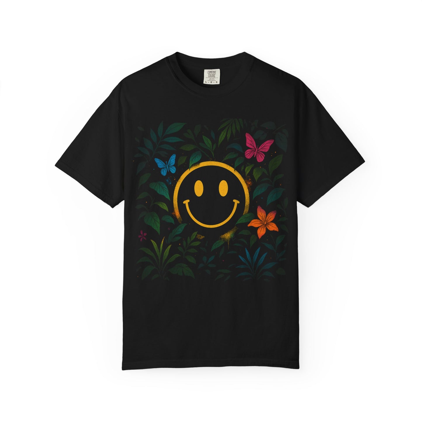 NEVERMIND JUNGLE Smiley Face Unisex Garment-Dyed T-shirt