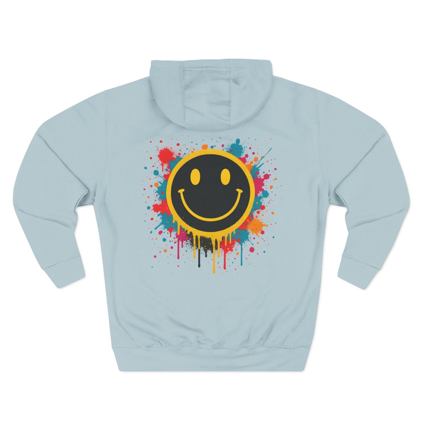 Smiley Face Three-Panel Fleece Hoodie, Comfortable Sweatshirt for Casual Wear, Gift for Friends, Happy Vibes, Art-Inspired Fashion, [...]