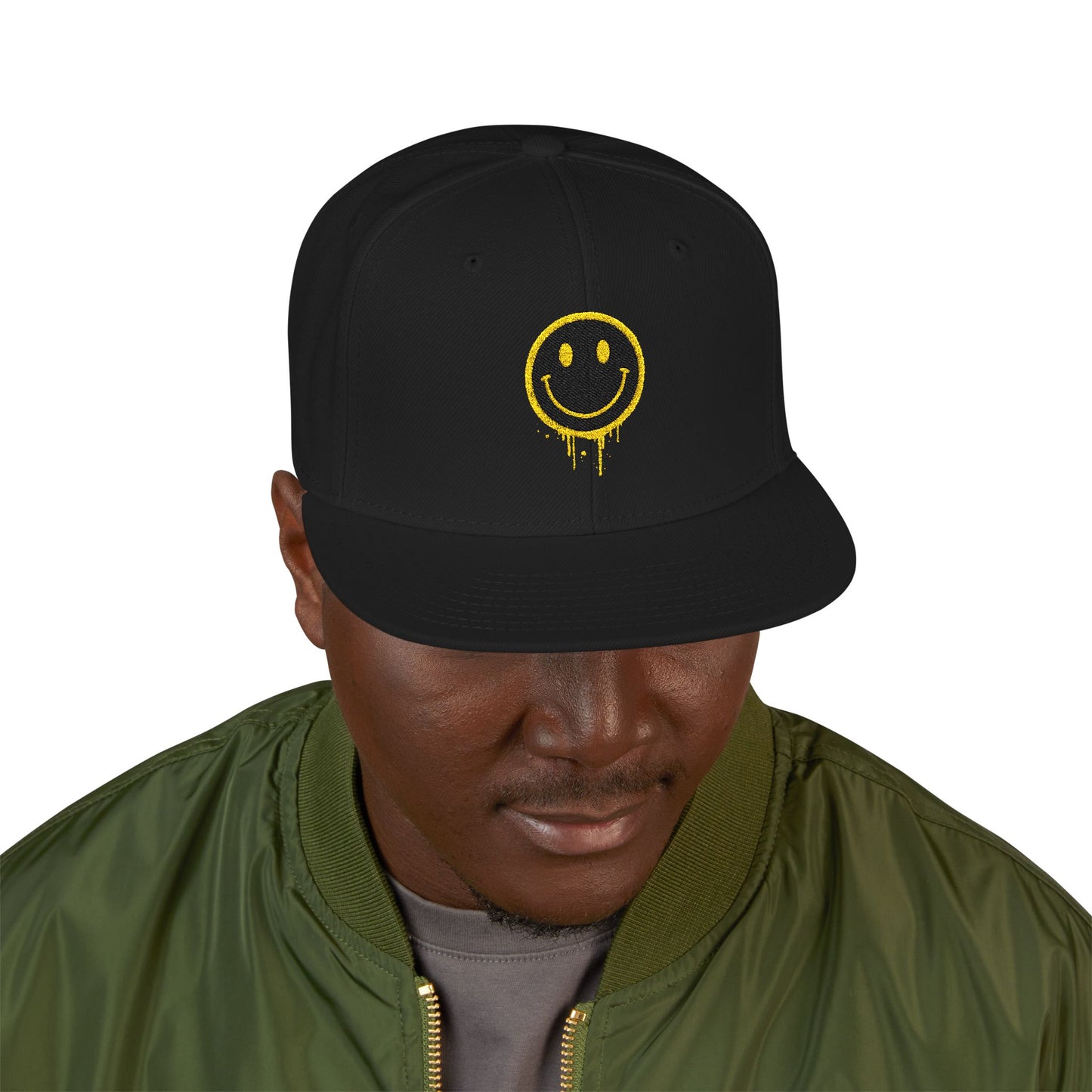 NEVERMIND Graffiti Smiley Face Embroidered Snapback Cap, Trendy Hat for Summer, Streetwear Accessory, Gift for Teenagers, Casual Outfit