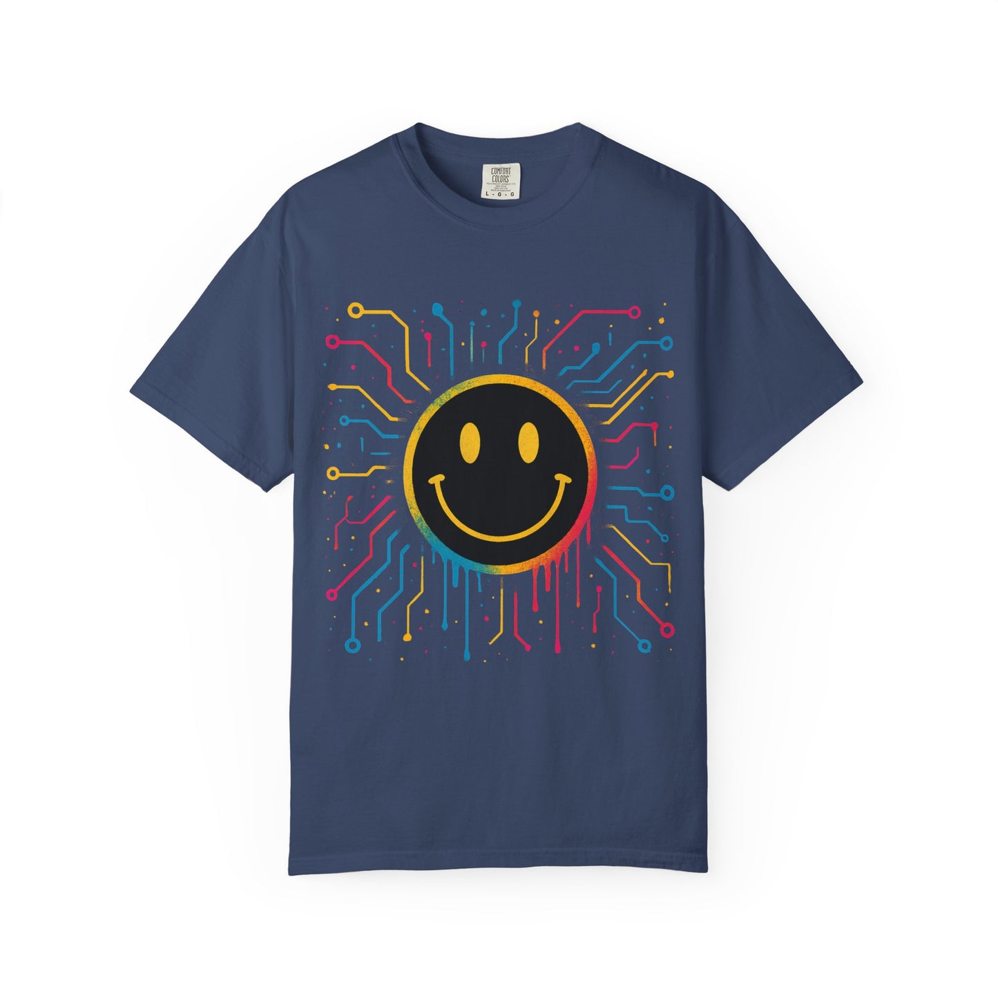 NEVERMIND GRID Smiley Face Unisex Garment-Dyed T-shirt