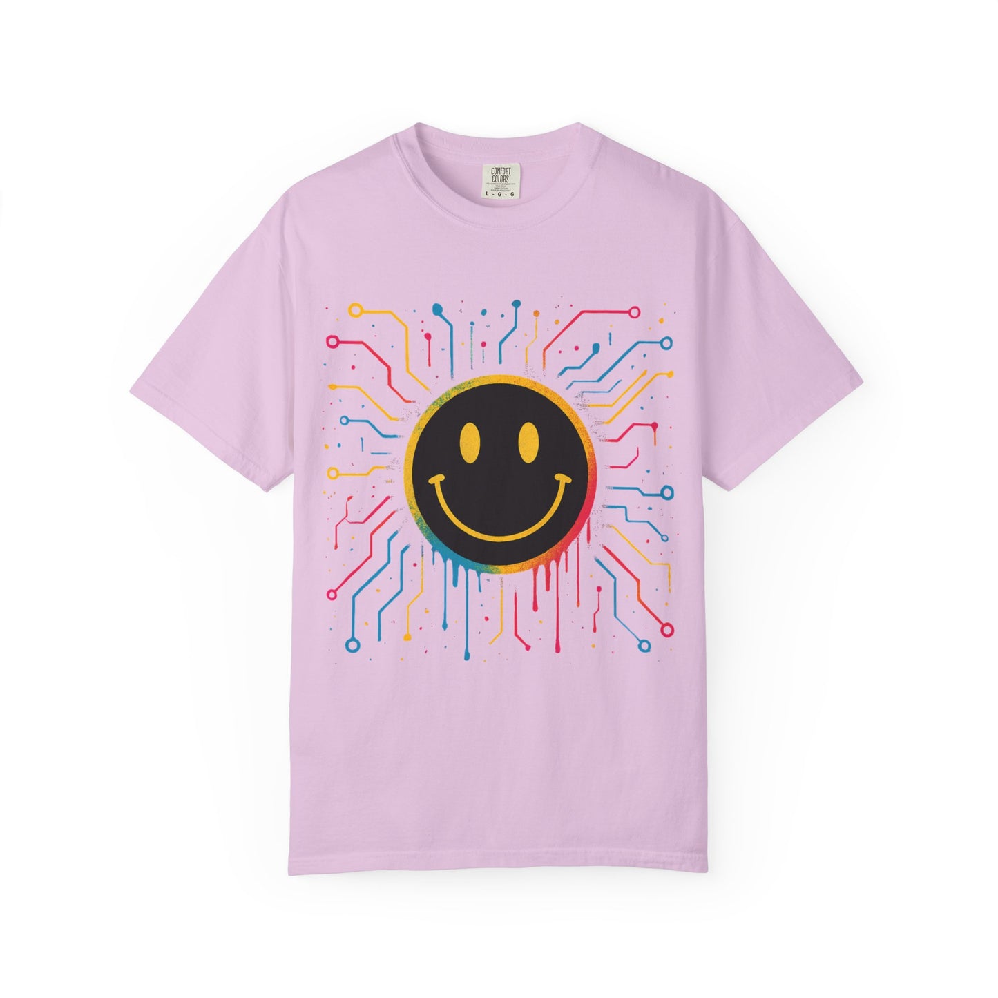 NEVERMIND GRID Smiley Face Unisex Garment-Dyed T-shirt