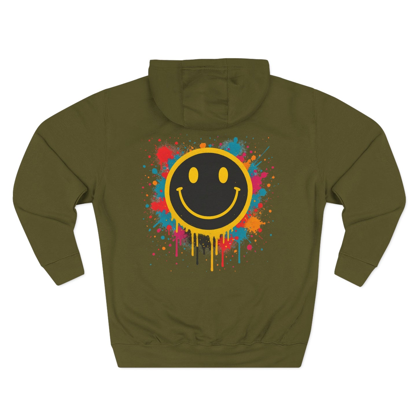 Smiley Face Three-Panel Fleece Hoodie, Comfortable Sweatshirt for Casual Wear, Gift for Friends, Happy Vibes, Art-Inspired Fashion, [...]