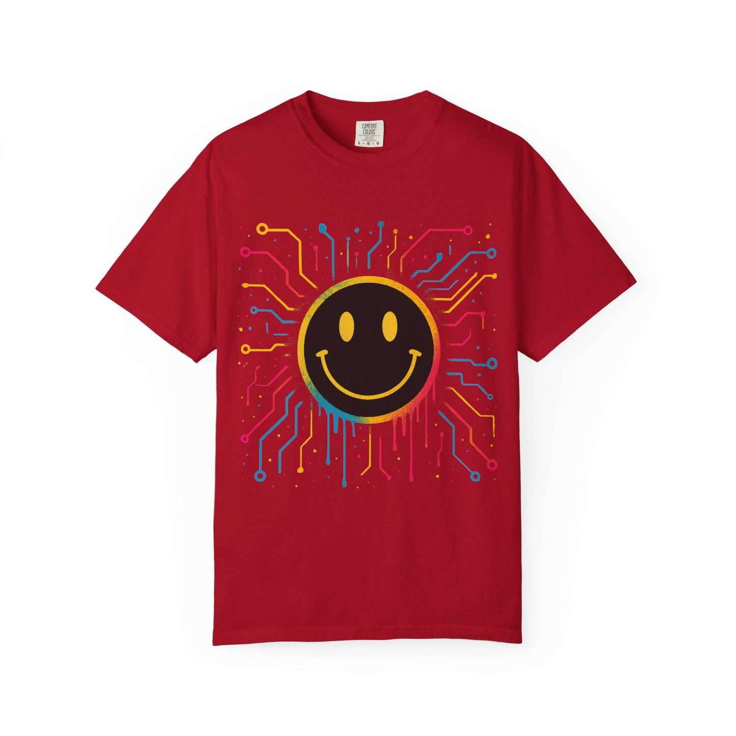 NEVERMIND GRID Smiley Face Unisex Garment-Dyed T-shirt