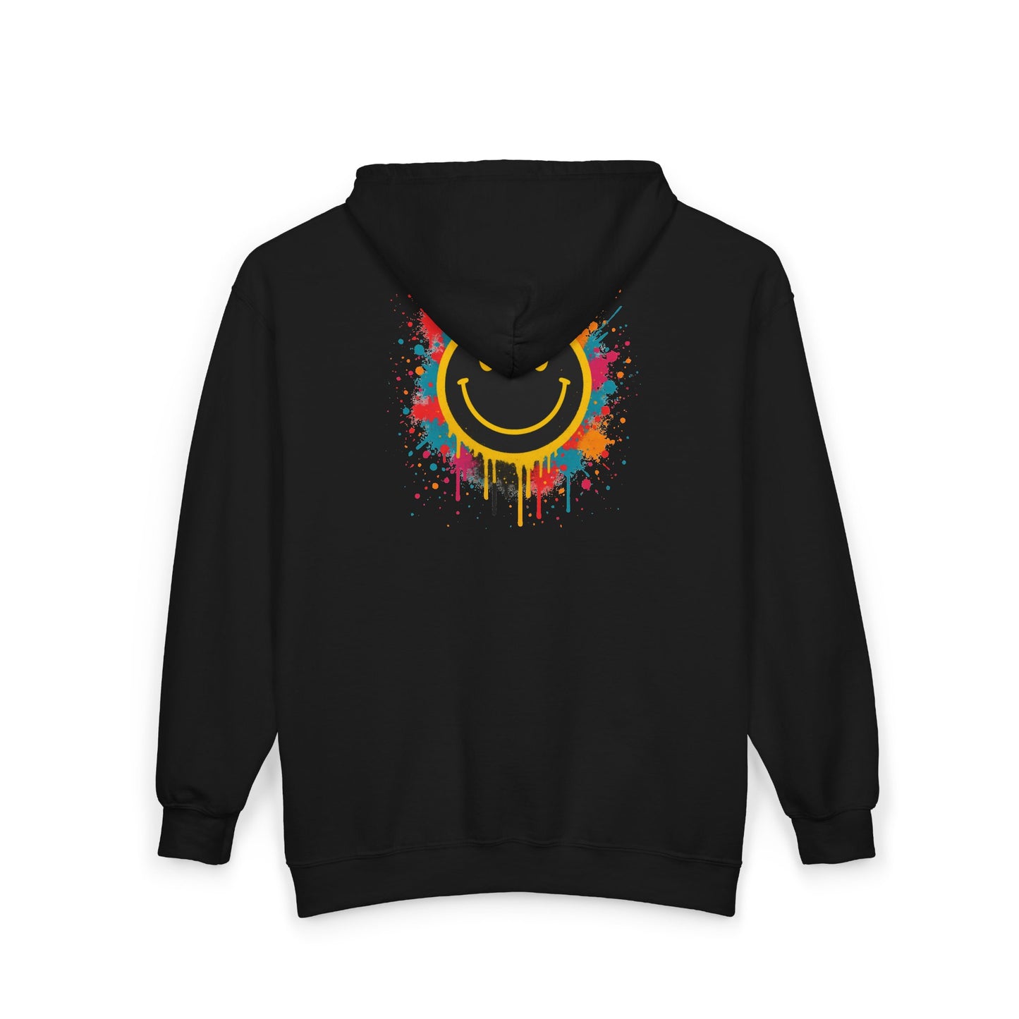 NEVERMIND Graffiti Smiley Face Zip Hoodie | Unisex Casual Wear, Perfect for Gifting, Fall Fashion, Streetwear, Cozy Layering