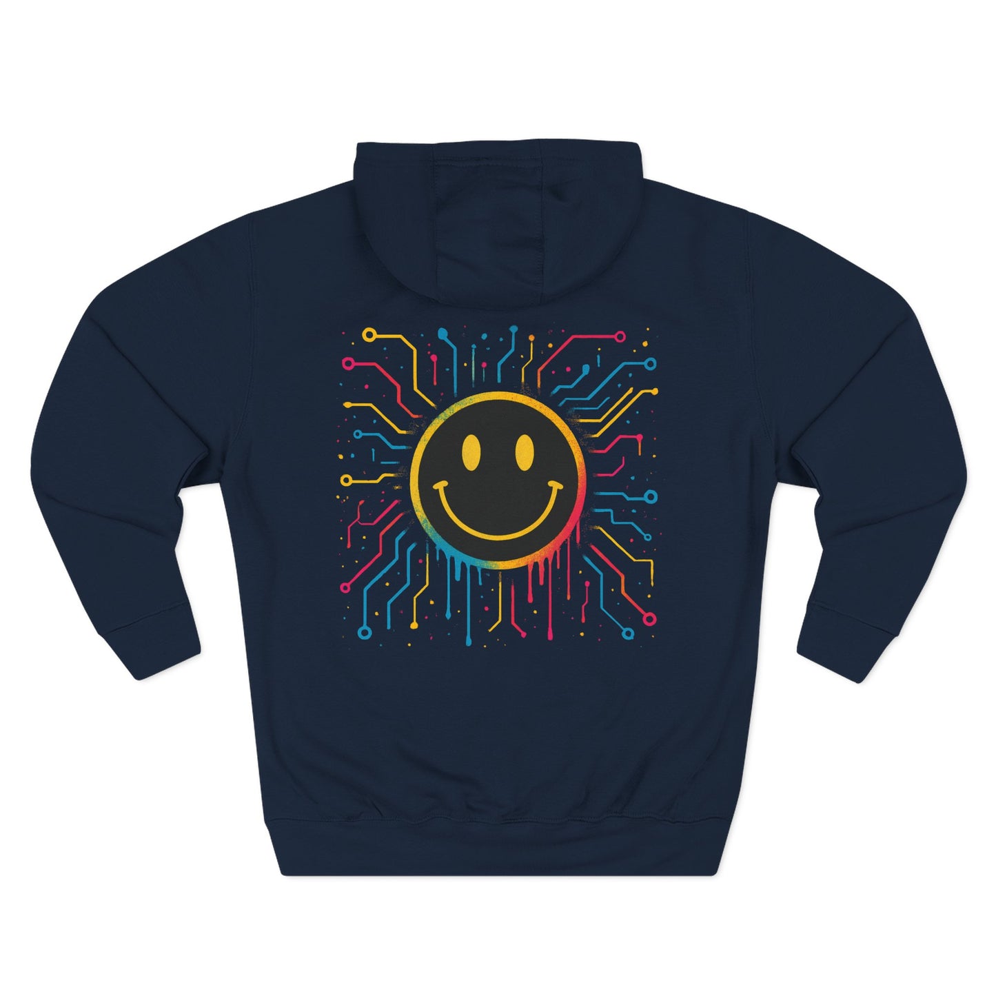 NEVERMIND GRID Smiley Face Three-Panel Fleece Hoodie, Comfortable Sweatshirt for Casual Wear, Gift for Friends, Happy Vibes, Art-Inspired Fashion, [...]