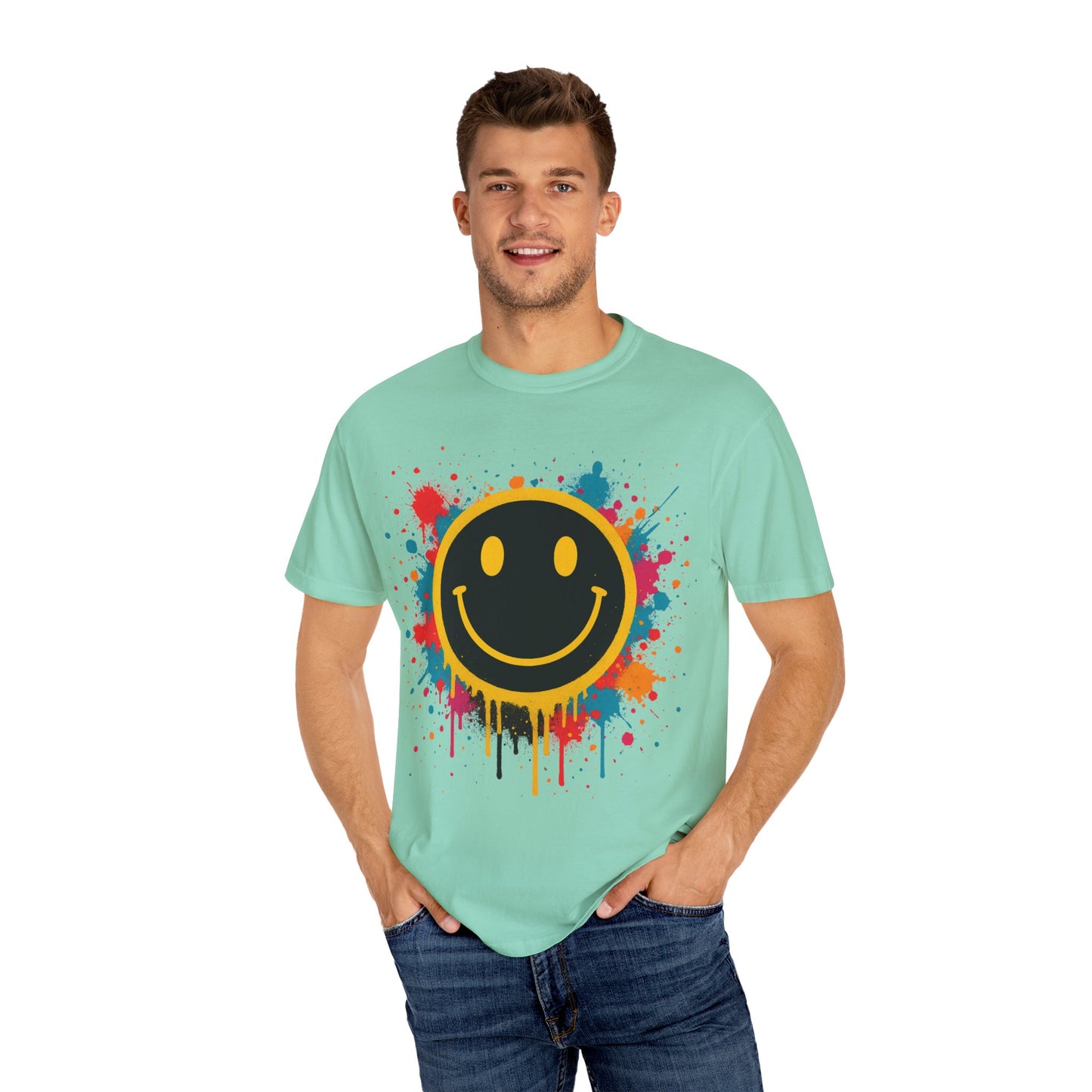 NEVERMIND Graffiti Smiley Face Unisex Garment-Dyed T-shirt