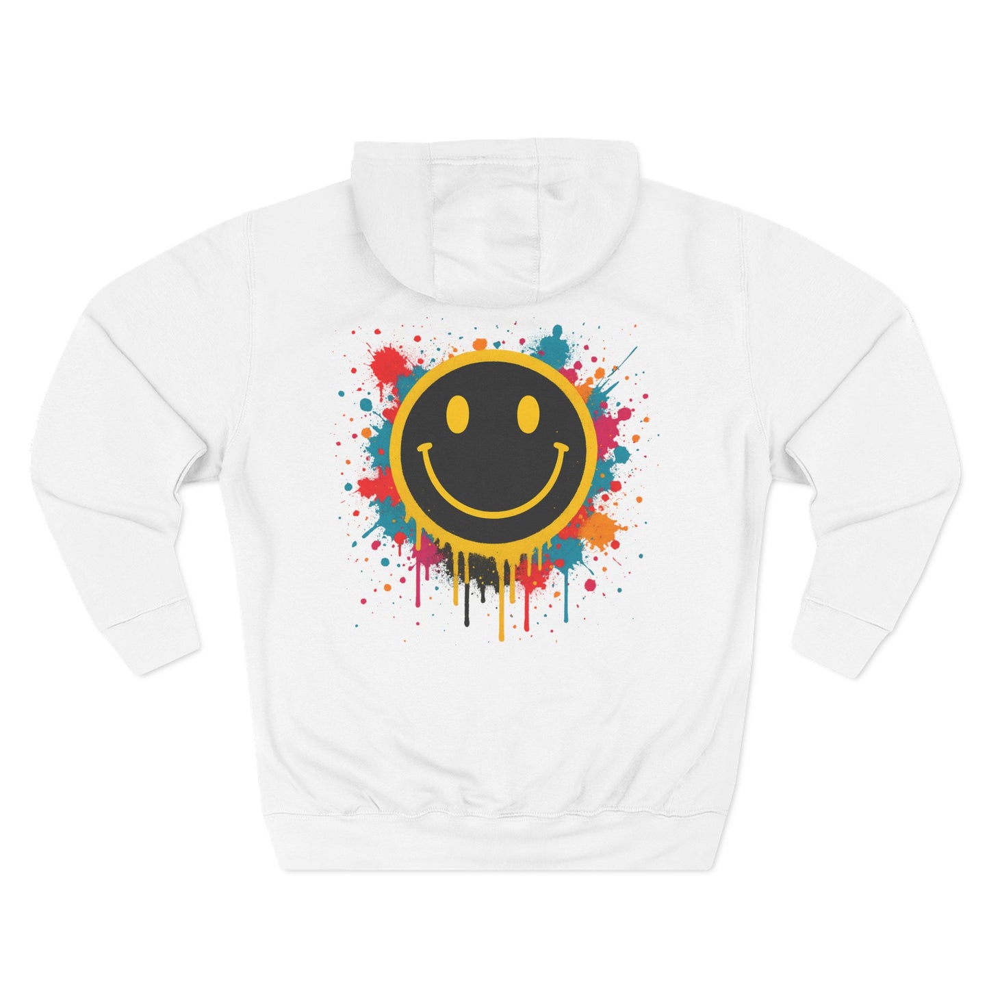 Smiley Face Three-Panel Fleece Hoodie, Comfortable Sweatshirt for Casual Wear, Gift for Friends, Happy Vibes, Art-Inspired Fashion, [...]