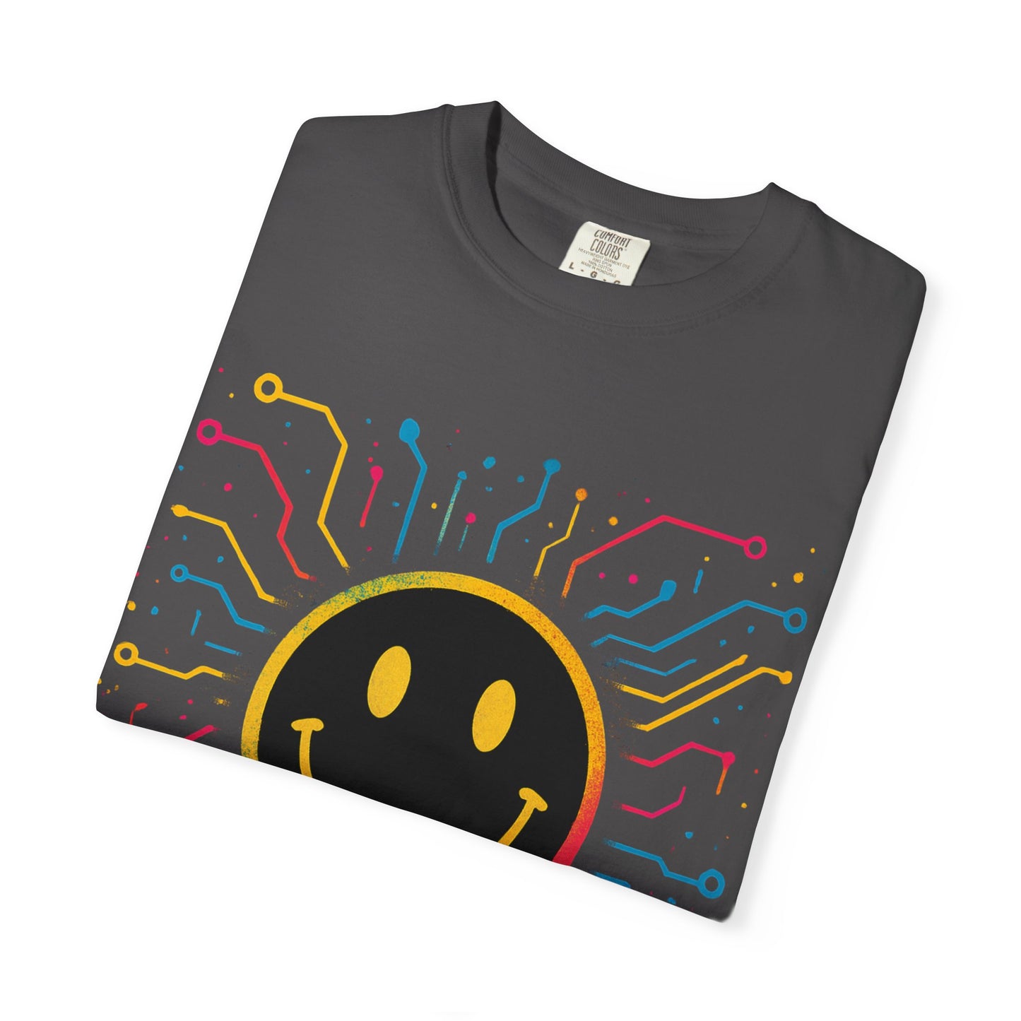 NEVERMIND GRID Smiley Face Unisex Garment-Dyed T-shirt