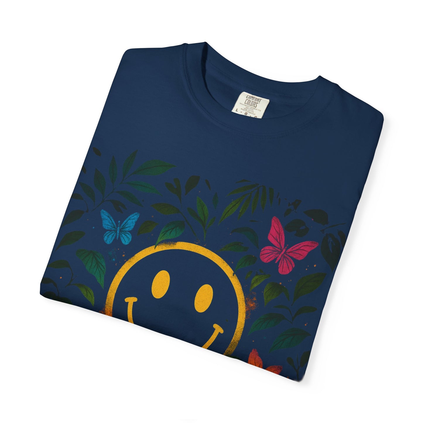 NEVERMIND JUNGLE Smiley Face Unisex Garment-Dyed T-shirt