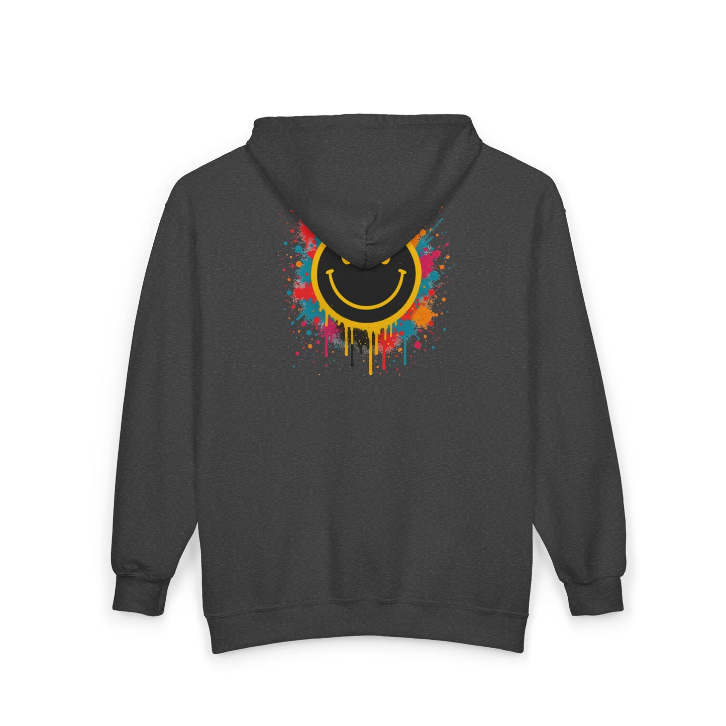 NEVERMIND Graffiti Smiley Face Zip Hoodie | Unisex Casual Wear, Perfect for Gifting, Fall Fashion, Streetwear, Cozy Layering